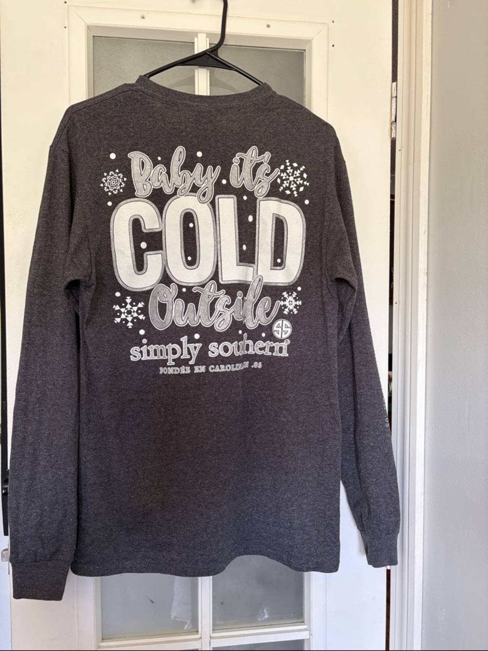 Simply Southern women’s Long Sleeve Tee — Charcoal Gray - Picture 6 of 7
